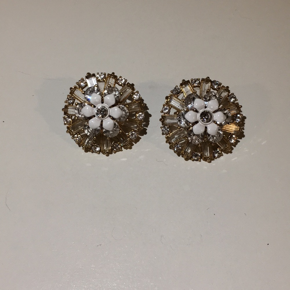 J. Crew Flower Crystal Statement Earrings